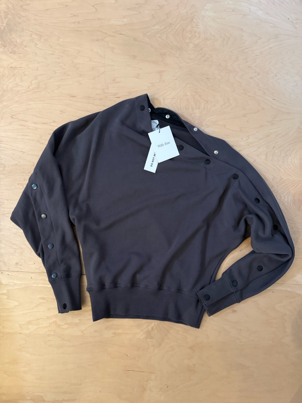 With Jean Dark Charcoal Asymmetrical Sweater